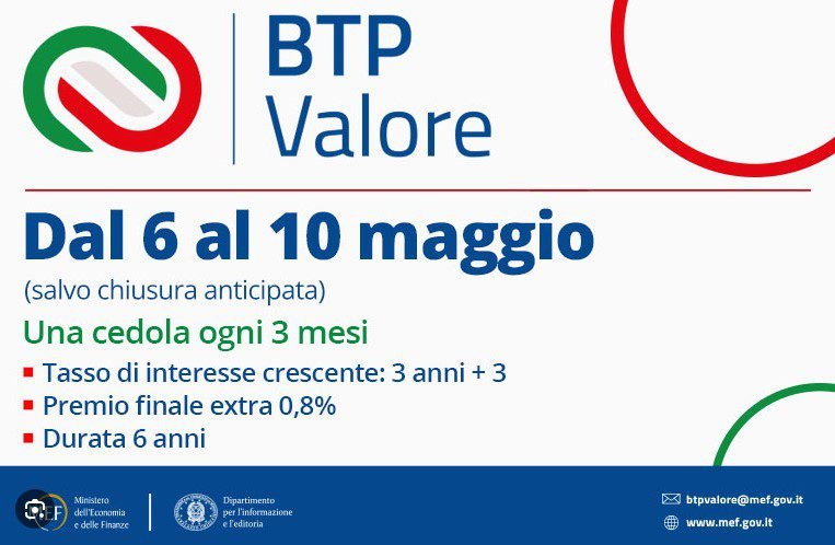 BTP VALORE 6- 10 maggio 2024 IT0005594491